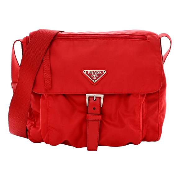 Prada Rosso Pattina Nylon Red Medium Messenger - Picture 1 of 5